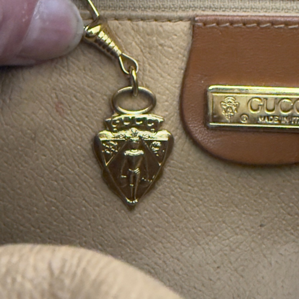 Vintage Gucci 007-89-0094‎ Monogram Crossbody Bag – Brown & Tan Leather Trim - Picture 10 of 16